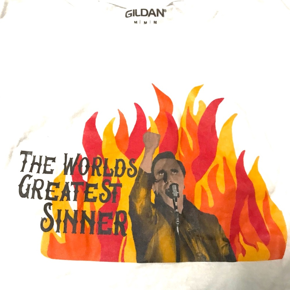 Mens Medium Short Sleeve Worlds Greatest Sinner Tee Shirt Timothy Carey